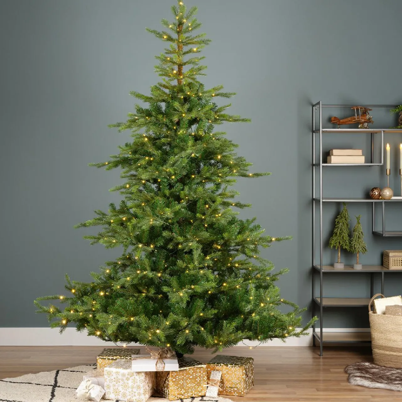 Sapin Artificiel De Noël|EMINZA Sapin de Noël artificiel lumineux 250 LED (H150 cm) Glorious Vert sapin Sapin vert lumineux