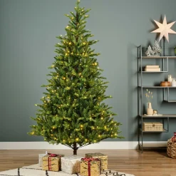 Sapin Grande Taille|Sapin Artificiel De Noël|EMINZA Sapin de Noël artificiel lumineux 430 LED (H210 cm) Allix Vert sapin Sapin vert lumineux