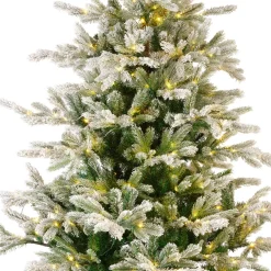 Sapin Grande Taille|Sapin Artificiel De Noël|EMINZA Sapin de Noël artificiel lumineux 550 LED (H210 cm) Glorious Vert enneigé Sapin enneigé lumineux