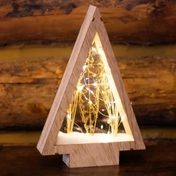Déco Et Objet De Noël|Déco Et Objet Lumineux|KAEMINGK Sapin de Noël lumineux à piles 40 LED (H47 cm) Wood Blanc chaud