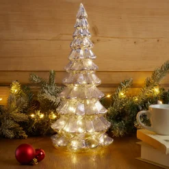 Déco Et Objet De Noël|Déco Et Objet Lumineux|KAEMINGK Sapin de Noël lumineux à piles 20 LED (H32 cm) Eternel Argent