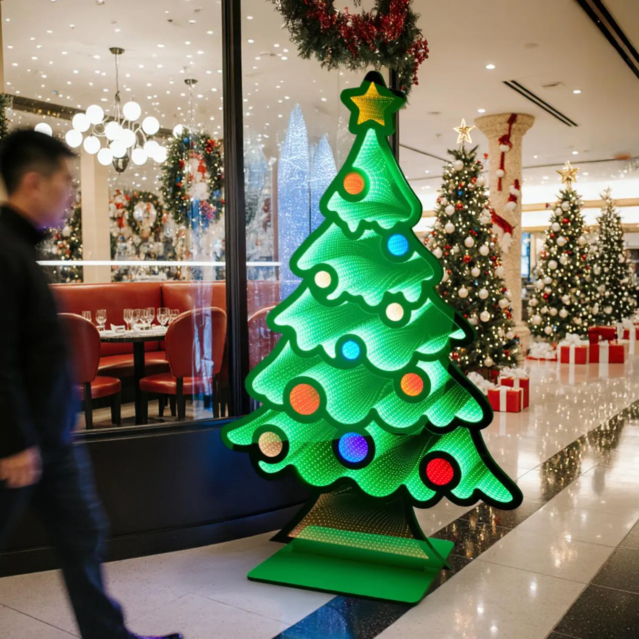 Personnage, Objet Grand Format|Déco Et Objet Lumineux|KOOPMAN Sapin de Noël lumineux Géant 942 LED (H180 cm) Infinity Multicolore