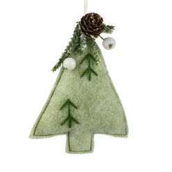 Décoration De Sapin|KAEMINGK Sapin en feutrine à suspendre (H13 cm) Alpin Menthe blanche Vert menthe