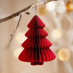 Déco Et Objet De Noël|Décoration De Sapin|KAEMINGK Sapin en papier à suspendre (H15 cm) fermeture Magnétique Rouge