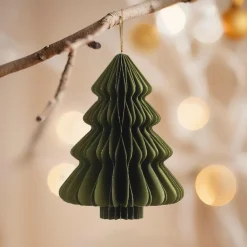 Déco Et Objet De Noël|Décoration De Sapin|KAEMINGK Sapin en papier à suspendre (H15 cm) Fermeture Magnétique Vert romarin