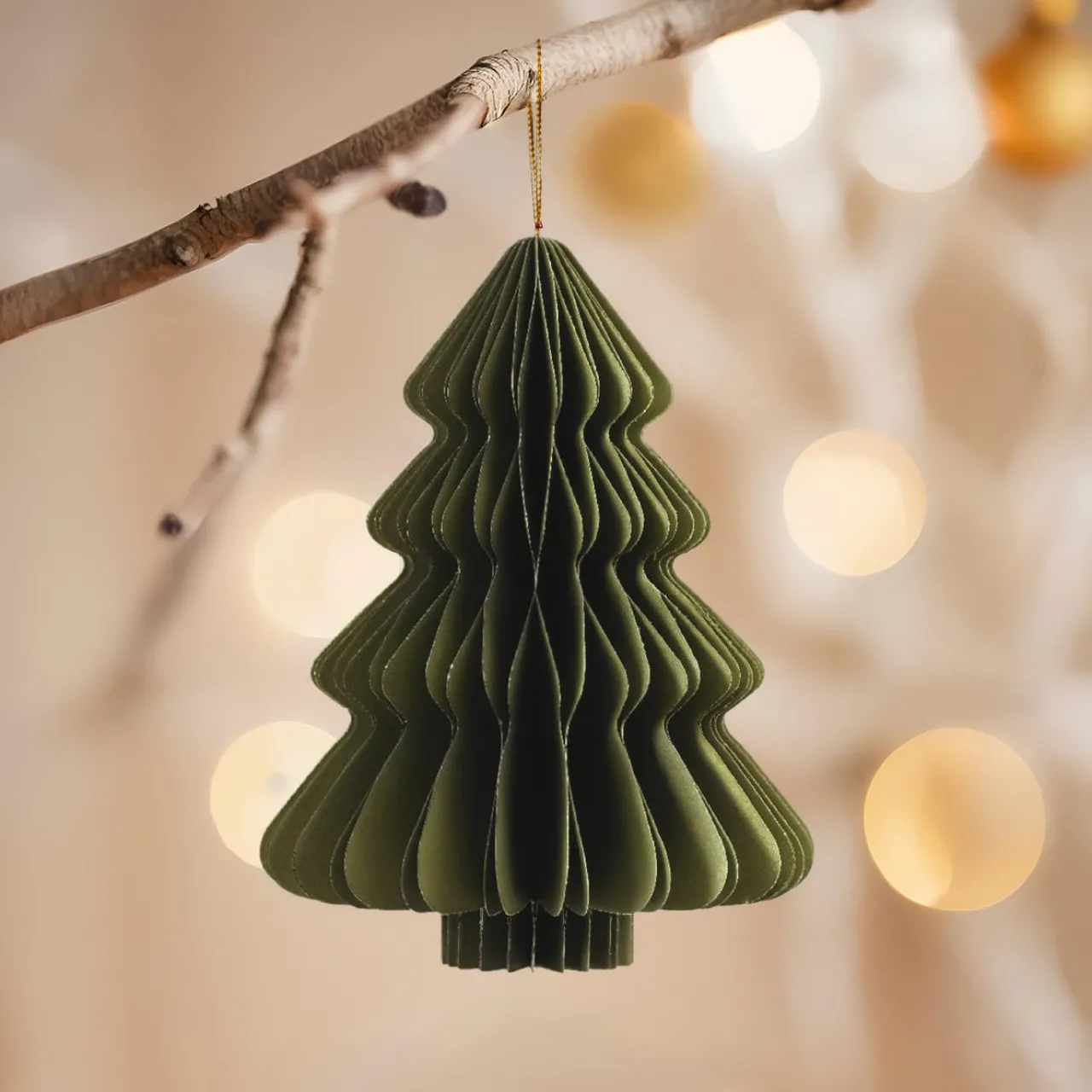 Déco Et Objet De Noël|Décoration De Sapin|KAEMINGK Sapin en papier à suspendre (H15 cm) Fermeture Magnétique Vert romarin