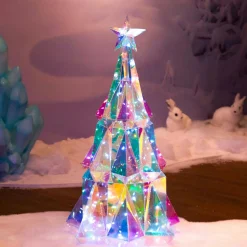 Déco Et Objet De Noël|Déco Et Objet Lumineux|KAEMINGK Sapin lumineux 60 LED (H51 cm) Ice Blanc froid Transparent irisé