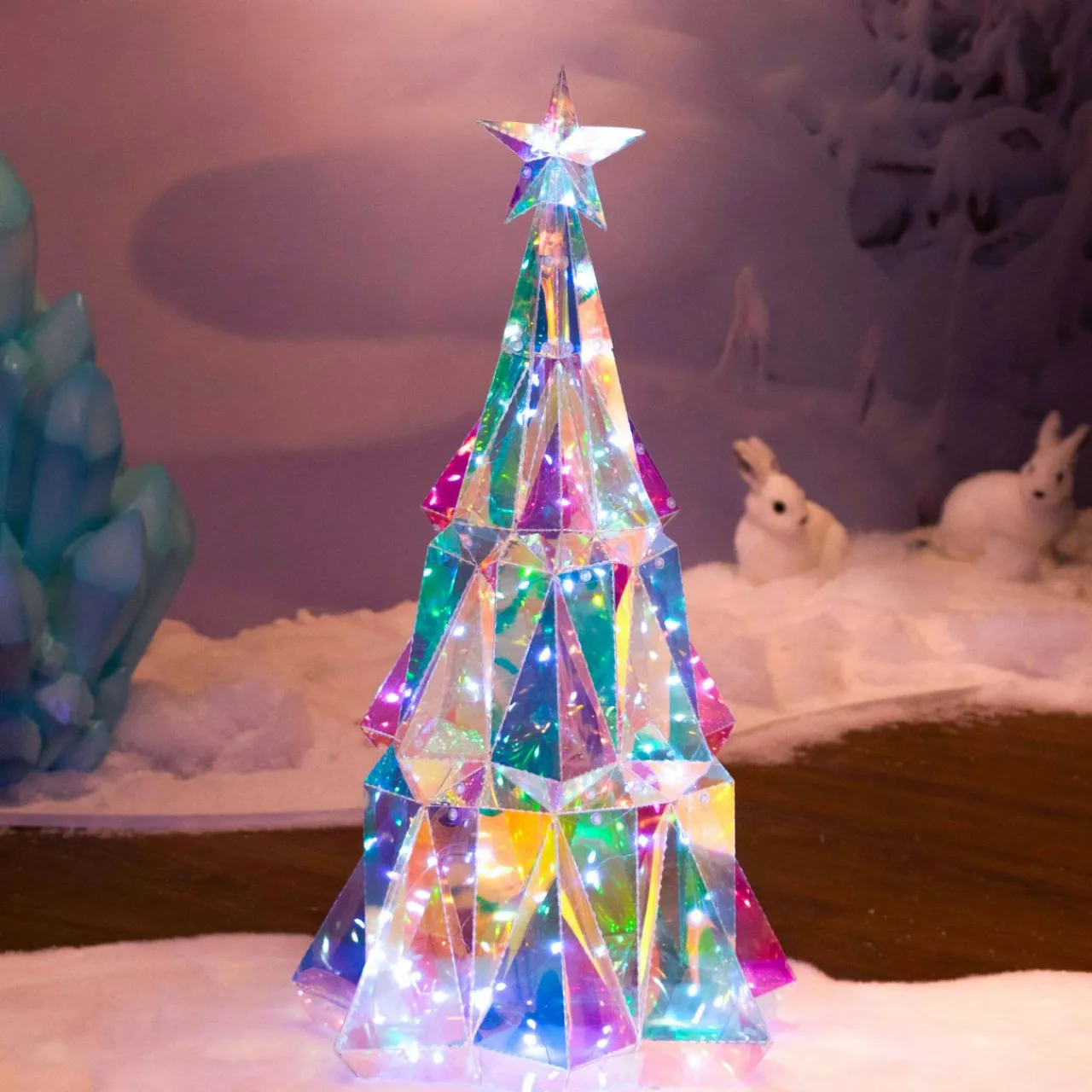 Déco Et Objet De Noël|Déco Et Objet Lumineux|KAEMINGK Sapin lumineux 60 LED (H51 cm) Ice Blanc froid Transparent irisé