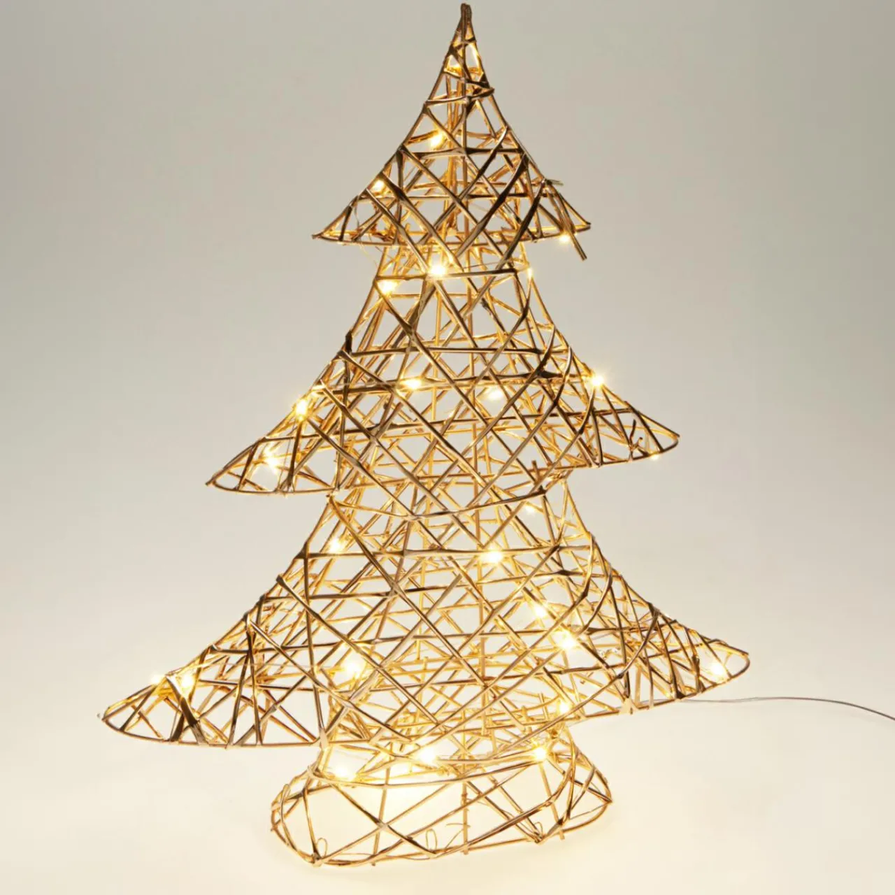 Déco Et Objet De Noël|KOOPMAN Sapin lumineux à piles 30 LED (H40 cm) Féerie de Noël Blanc Chaud doré