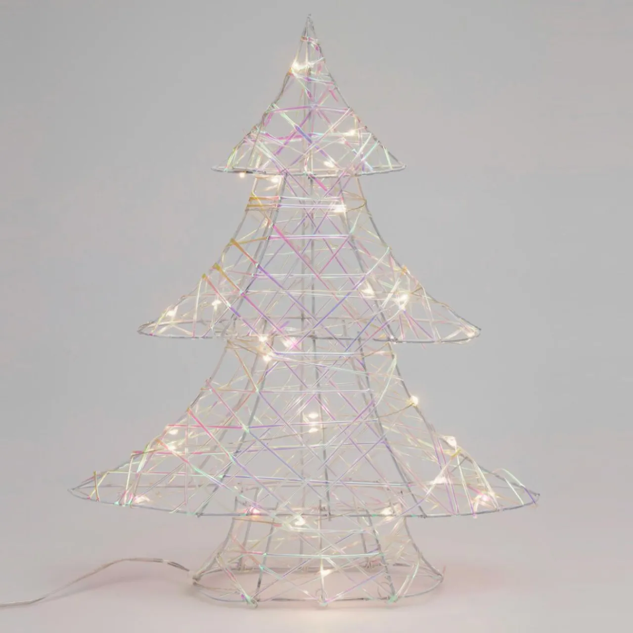 Déco Et Objet De Noël|KOOPMAN Sapin lumineux à piles 30 LED (H40 cm) Féerie de Noël Irisé et blanc chaud Transparent irisé