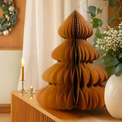 Déco Et Objet De Noël|KAEMINGK Sapin papier à poser (H60 cm) Fermeture Magnétique Brun café