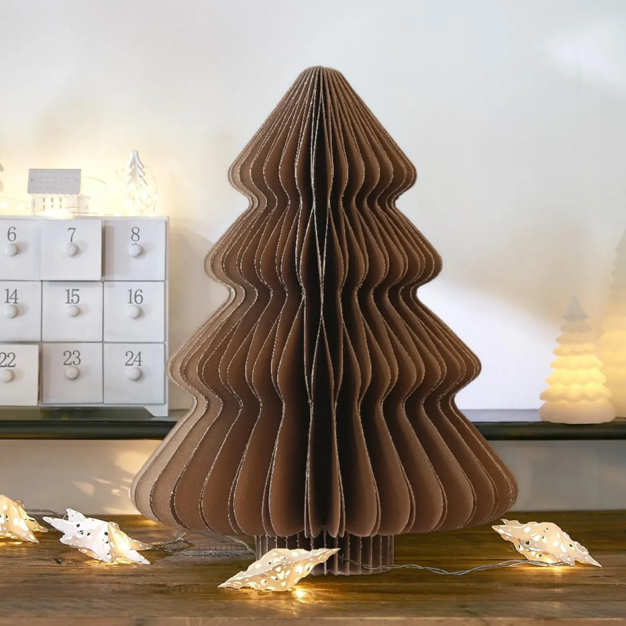 Déco Et Objet De Noël|KAEMINGK Sapin papier à suspendre (H40 cm) Fermeture Magnétique Brun Marron