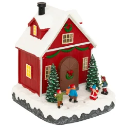 Village De Noël Lumineux|JJA Scène de vie illuminée et animée (H18 cm) Père Noël et enfants Multicolore