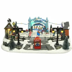Village De Noël Lumineux|KAEMINGK Scène de vie illuminée et musicale Patinoire extérieure