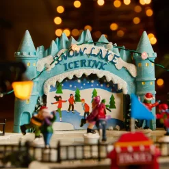 Village De Noël Lumineux|KAEMINGK Scène de vie illuminée et musicale Patinoire extérieure