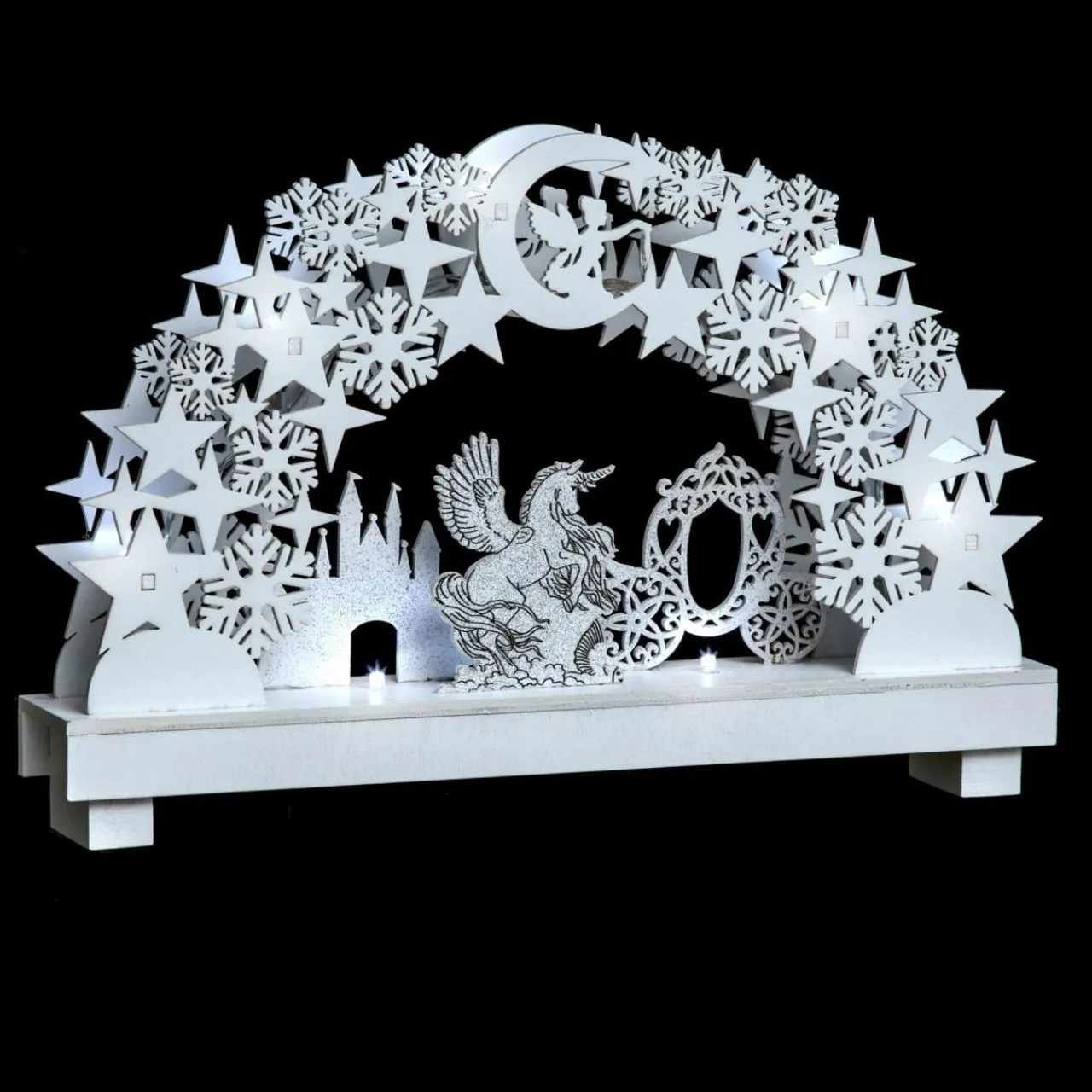 Déco Et Objet De Noël|Déco Et Objet Lumineux|Feeric Lights & Christmas Scène lumineuse à piles (H21 cm) Château enchanté Blanc froid