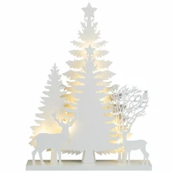Déco Et Objet De Noël|Déco Et Objet Lumineux|KAEMINGK Scène lumineuse en bois à piles (H40 cm) Forêt Blanc chaud
