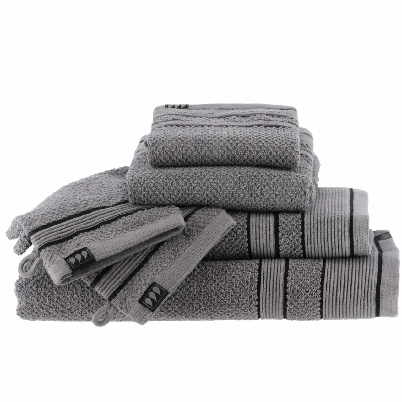 Linge De Bain|Serviette De Bain|TENDANCE Serviette de bain coton (30 x 50 cm) Black Line / noir Gris