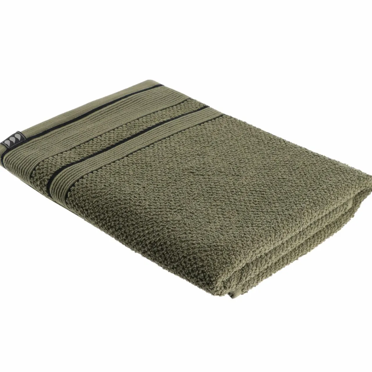 Linge De Bain|Serviette De Bain|TENDANCE Serviette de bain coton (70 x 130 cm) Black Line / noir Vert kaki
