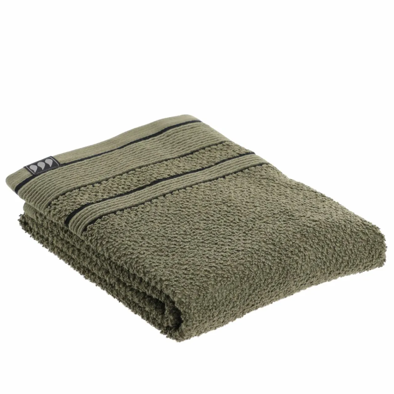 Linge De Bain|Serviette De Bain|TENDANCE Serviette de bain coton (50 x 90 cm) Black Line / noir Vert kaki