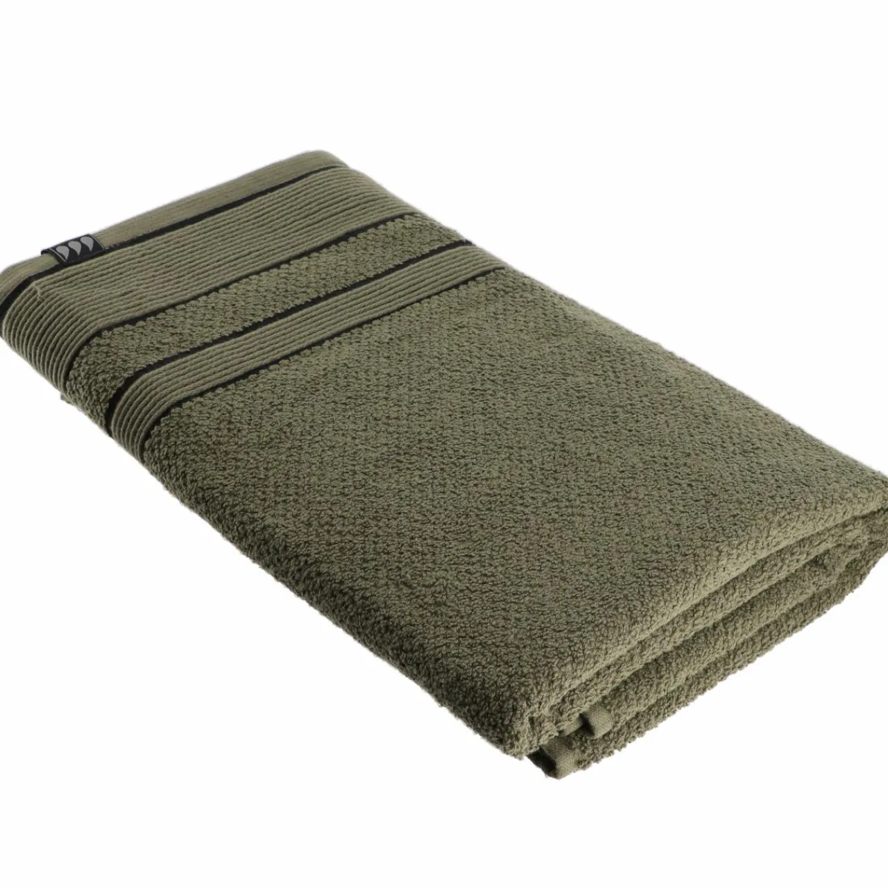 Linge De Bain|Serviette De Bain|TENDANCE Serviette de bain coton (90 x 150 cm) Black Line / noir Vert kaki