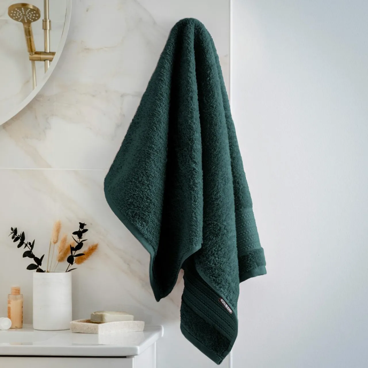 Linge De Bain|Serviette De Bain|EMINZA Serviette de bain coton bio (50 x 90 cm) Méline Vert émeraude