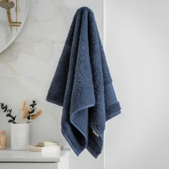 Linge De Bain|Serviette De Bain|EMINZA Serviette de bain coton bio (50 x 90 cm) Méline Bleu nuit