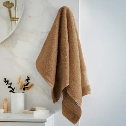 Linge De Bain|Serviette De Bain|EMINZA Serviette de bain coton bio (50 x 90 cm) Méline Camel