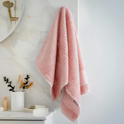 Linge De Bain|Serviette De Bain|EMINZA Serviette de bain coton bio (50 x 90 cm) Méline Rose Pêche