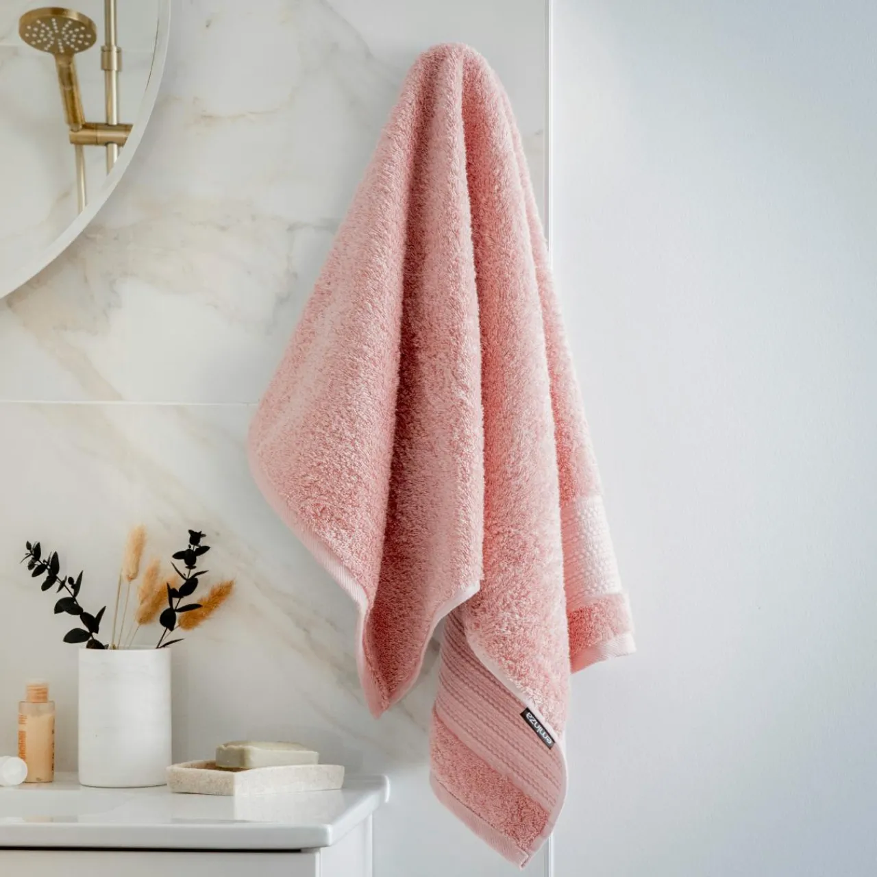 Linge De Bain|Serviette De Bain|EMINZA Serviette de bain coton bio (50 x 90 cm) Méline Rose Pêche