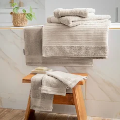 Linge De Bain|Serviette De Bain|EMINZA Serviette de bain coton bio (50 x 90 cm) Méline pampa Beige