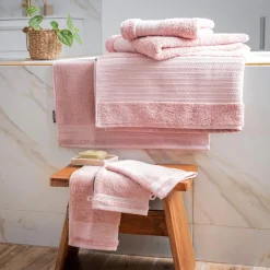 Linge De Bain|Serviette De Bain|EMINZA Serviette de bain coton bio (30 x 50 cm) Méline Rose Pêche