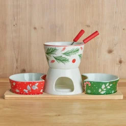 Vaisselle De Noël|KOOPMAN Set à fondue au chocolat en porcelaine Noël Gourmand Multicolore