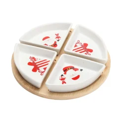 Vaisselle De Noël|KOOPMAN Set à tapas plateau et 4 bols (D22 cm) Père Noël et cadeaux Rouge