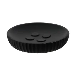 Accessoire Salle De Bain|TENDANCE Set d'accessoires salle de bain résine Strié Noir