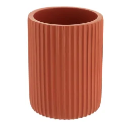 Accessoire Salle De Bain|TENDANCE Set d'accessoires salle de bain résine Strié Terracotta