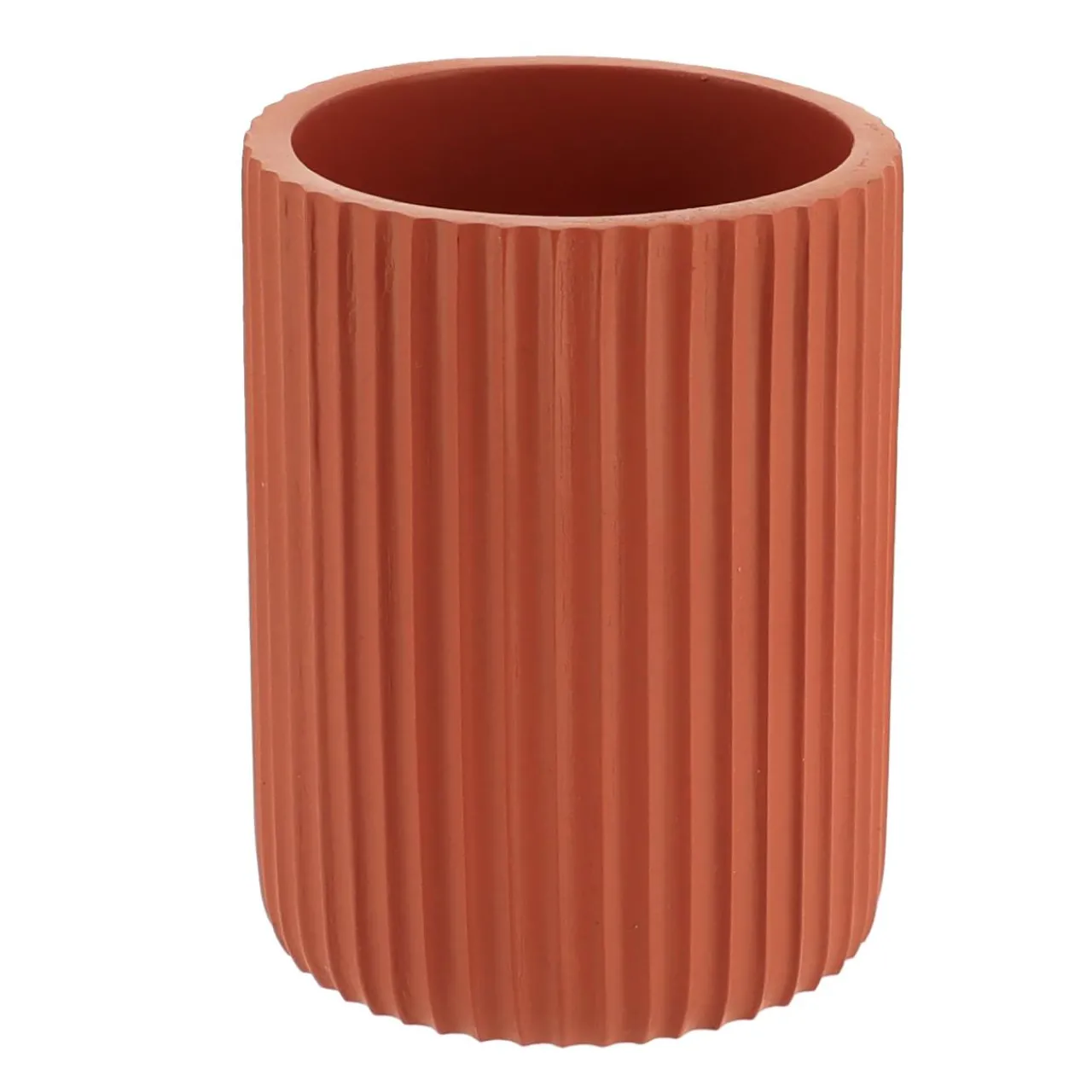 Accessoire Salle De Bain|TENDANCE Set d'accessoires salle de bain résine Strié Terracotta