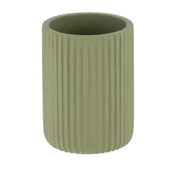Accessoire Salle De Bain|TENDANCE Set d'accessoires salle de bain résine Strié Vert kaki