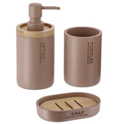 Accessoire Salle De Bain|TENDANCE Set d'accessoires salle de bain Purebamboo Cappuccino Marron