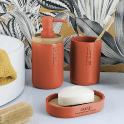 Accessoire Salle De Bain|TENDANCE Set d'accessoires salle de bain Purebamboo Terracotta