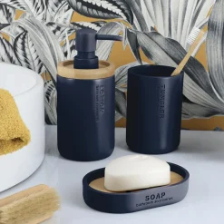 Accessoire Salle De Bain|TENDANCE Set d'accessoires salle de bain Purebamboo Bleu marine