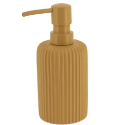 Accessoire Salle De Bain|TENDANCE Set d'accessoires salle de bain résine Strié Jaune moutarde