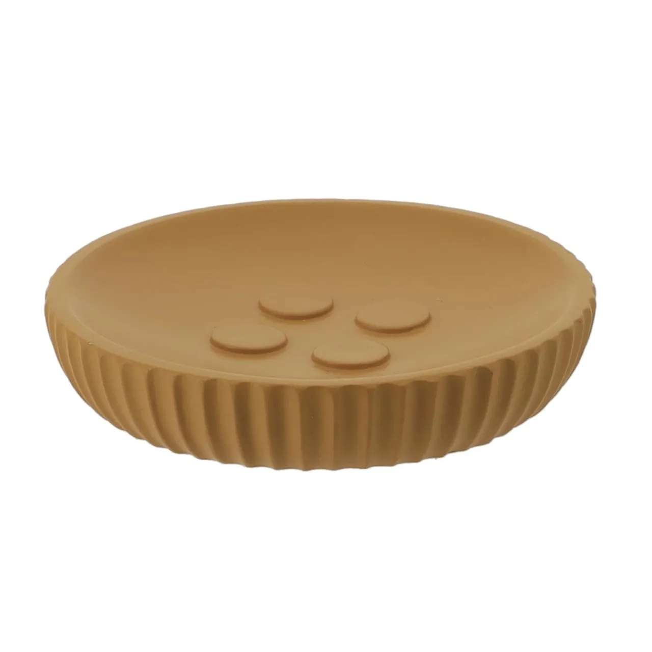 Accessoire Salle De Bain|TENDANCE Set d'accessoires salle de bain résine Strié Jaune moutarde