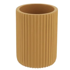 Accessoire Salle De Bain|TENDANCE Set d'accessoires salle de bain résine Strié Jaune moutarde