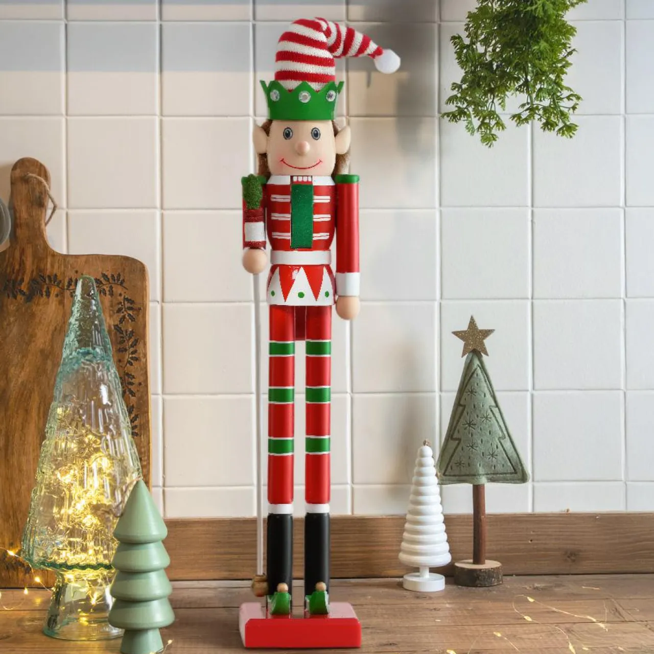 Père Noël, Animaux Et Personnage|KAEMINGK Soldat Casse-noisette en bois (H50 cm) Lutin du Père Noël et vert Rouge