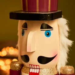 Père Noël, Animaux Et Personnage|KAEMINGK Soldat Casse-noisette en bois (H76 cm) Gustave Lie de vin Bordeaux