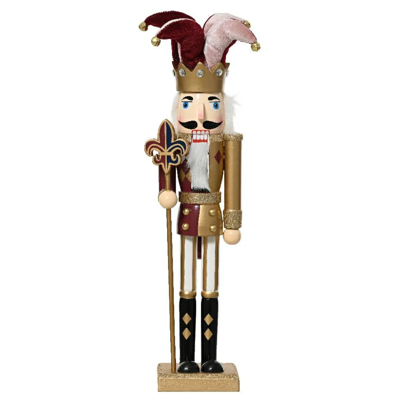 Père Noël, Animaux Et Personnage|KAEMINGK Soldat casse-noisette en bois (H40 cm) Arlequin Lie de vin Bordeaux