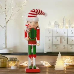 Père Noël, Animaux Et Personnage|KAEMINGK Soldat Casse-noisette en bois (H30 cm) Lutin du Père Noël et vert Rouge