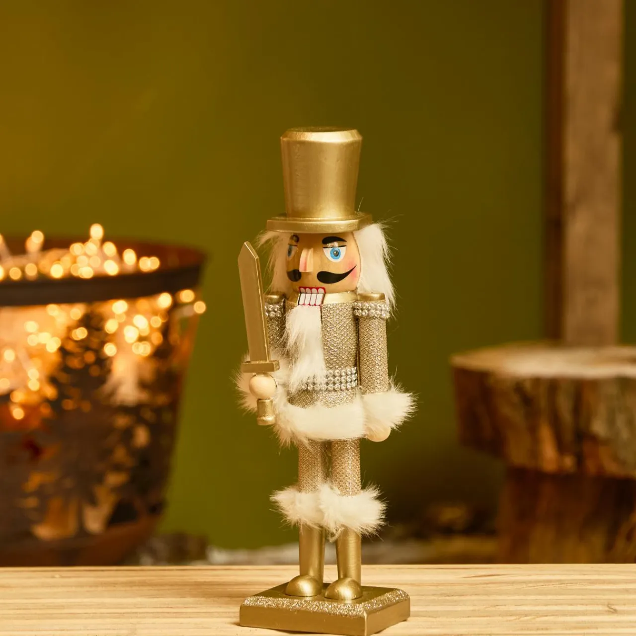 Père Noël, Animaux Et Personnage|KAEMINGK Soldat Casse-noisette en bois (H25 cm) Chevalier Champagne Or