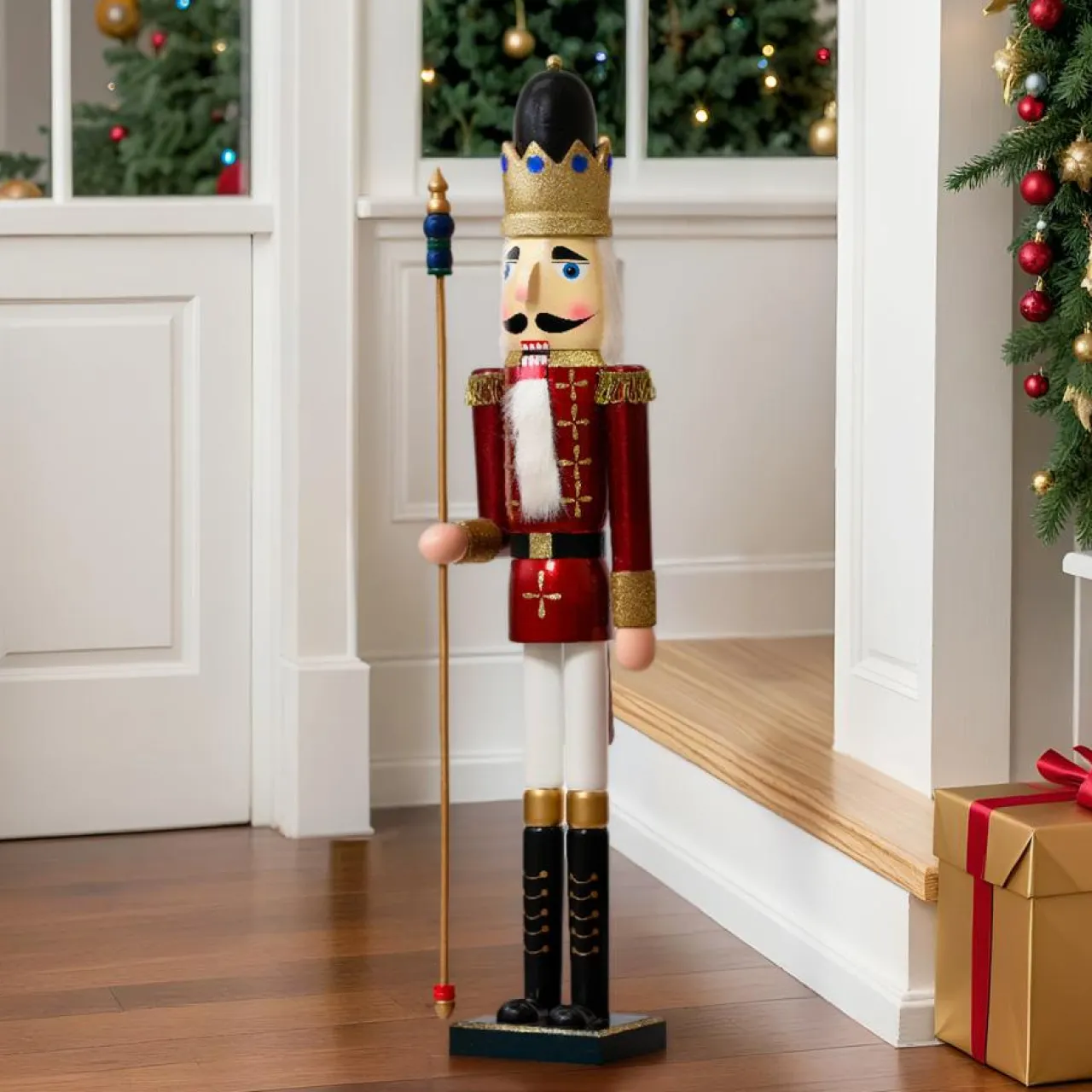 Père Noël, Animaux Et Personnage|KAEMINGK Soldat Casse-noisette en bois (H89 cm) Augustin le prince Bordeaux